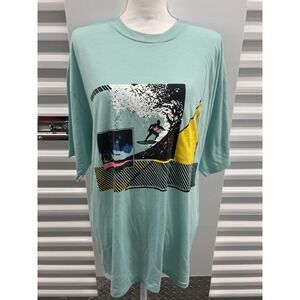 VTG 80s Surf & Sports T-Shirt Men's XL Neon Blue Single Stitch Hawaiian Style